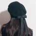 s Ladies PU Leather Beret Harajuku Wool Basque Beret Hat With Bowknot Caps  eb-47209268